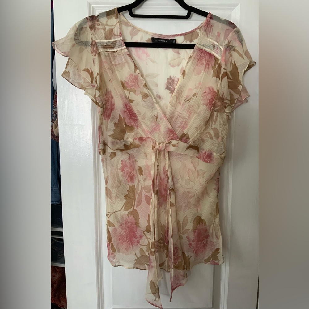 Sheer floral pullover blouse